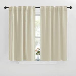 imageNICETOWN Blackout Curtain Panels for Kitchen  Beige Color 42x30 inch 2 Panels Set Room Darkening Blackout Drapes for Window