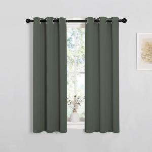 imageNICETOWN Blackout Curtain Panels for Kitchen Dark Mallard 1 Pair 29 x 40 inches Thermal Insulated Solid Grommet Top Blackout DraperiesDrapes for Small Window