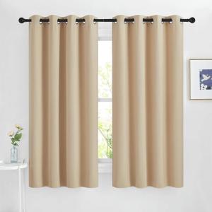 imageNICETOWN Blackout Curtain Panels for Living Room  Window Treatment Thermal Insulated Solid Grommet Vertical Drapes Window Treatments for Bedroom Biscotti Beige Set of 2 46 by 63 Inch