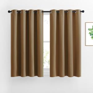 imageNICETOWN Blackout Curtains for Kids Room  Triple Weave Microfiber Home Thermal Insulated Solid Ring Top Blackout PanelsDrapes for BedroomGold Brown Set of 2 46 x 54 Inch