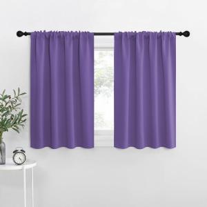 imageNICETOWN Blackout Curtains for RV Windows Lilac Purple 29 by 20 2 Panels Room Darkening Window Curtain Panels EasyCare Solid Thermal Insulated DraperiesDrapes for Daughter Room
