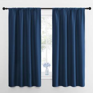imageNICETOWN Kitchen Curtains Short Blackout Drapes Moroccan Blue 34 Wide by 54 Long 2 PCs Thermal Insulated Blackout Curtain Panels for Kids Room Play Room