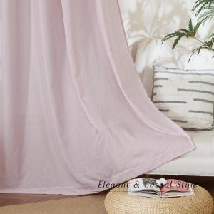 imageNICETOWN Linen Semi Sheer Curtains 72 inches Long Rod Pocket amp Back Tab Thick Flax Linen Weave Drapes Privacy Added with Light Filtering for BedroomFarmhouse Cream W55 x L72 2 PanelsBlush Pink