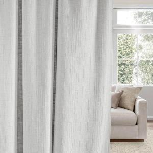 imageNICETOWN Linen Semi Sheer Curtains 72 inches Long Rod Pocket amp Back Tab Thick Flax Linen Weave Drapes Privacy Added with Light Filtering for BedroomFarmhouse Cream W55 x L72 2 PanelsJacquard Grey