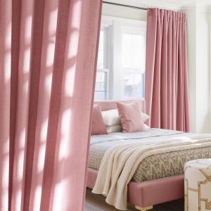 imageNICETOWN Linen Semi Sheer Curtains 72 inches Long Rod Pocket amp Back Tab Thick Flax Linen Weave Drapes Privacy Added with Light Filtering for BedroomFarmhouse Cream W55 x L72 2 PanelsBaby Pink