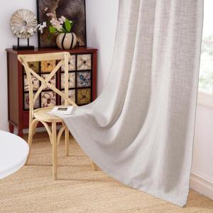 imageNICETOWN Linen Semi Sheer Curtains 72 inches Long Rod Pocket amp Back Tab Thick Flax Linen Weave Drapes Privacy Added with Light Filtering for BedroomFarmhouse Cream W55 x L72 2 PanelsJacquard Angora
