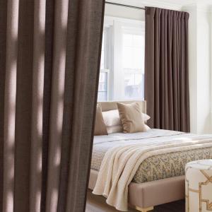 imageNICETOWN Linen Semi Sheer Curtains 72 inches Long Rod Pocket amp Back Tab Thick Flax Linen Weave Drapes Privacy Added with Light Filtering for BedroomFarmhouse Cream W55 x L72 2 PanelsBrown