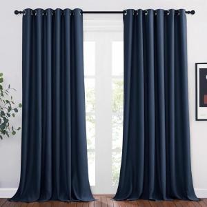 imageNICETOWN Living Room Window Curtain Drapes Extra Long amp Wide  Bedroom Panels Grommet Top Window Treatment for Hall amp Guest Room W80 x L108 Navy 2 Pieces