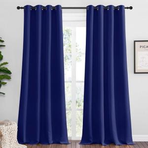 imageNICETOWN Navy Blue Blackout Curtains 90 inches Length for Living Room 2 Panels 55 Wide Thermal Insulated Long Drapes for Large Window