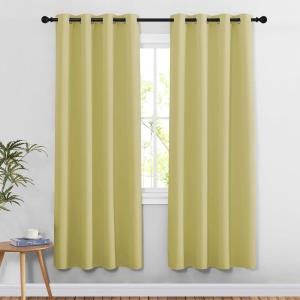 imageNICETOWN Paler Yellow Room Darkening Doorway Curtains 78 inch Length 2 Panels Grommet Light Reducing Thermal Insulated Privacy Door Curtains Window Treatments for Bedroom W52 x L78
