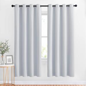 imageNICETOWN Room Darkening Curtains for Living Room  Easy Care Solid Thermal Insulated Grommet Darkening CurtainsPanelsDrapes for Bedroom 2 Panels 52 by 72 Greyish White