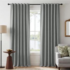 imageNICETOWN ScratchProof 100 Blackout Grey Curtains 84 inches Long HighDensity Linen Blend Window Treatments Rod Pocket amp Back Tab Thermal Drapes for Bedroom W52 x L84 2 PanelsGrey