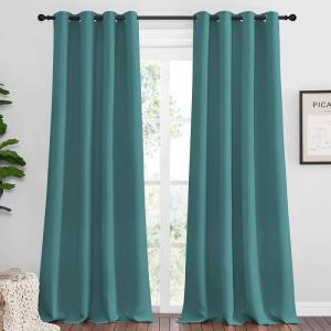 imageNICETOWN Sea Teal Blackout Curtains 120 inches Length for Living Room 2 Panels 55 Wide Thermal Insulated Long Drapes for Large Window