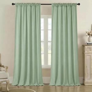 imageNICETOWN White Privacy Sheer Curtains 84 inches Long NonSeeThrough Curtains 4 Panels for Kitchen Bathroom Light Filtering Elegant Opaque Window Drapes Rod Pocket Top W42 x L84 in per PanelSage Green