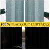 imageNICETOWN 100 Absolutely Blackout Linen Curtains with Thermal Insulated White Liner Skylark Blue 52 inches Wide 84 inches Length Energy Saving Curtains for Living Room 2 Panels Set Vertical Blinds