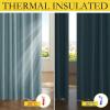 imageNICETOWN 100 Absolutely Blackout Linen Curtains with Thermal Insulated White Liner Skylark Blue 52 inches Wide 84 inches Length Energy Saving Curtains for Living Room 2 Panels Set Vertical Blinds