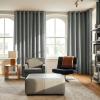 imageNICETOWN 100 Blackout Curtains for Bedroom 96 Inches Long 2 Panels Set Grey Grommet Thermal Insulated Flax Textured Full Light Blocking Window Draperies for Living Room 52 WGrey