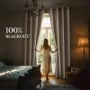 imageNICETOWN 100 Blackout Curtains for Bedroom 96 Inches Long 2 Panels Set Grey Grommet Thermal Insulated Flax Textured Full Light Blocking Window Draperies for Living Room 52 WNatural