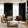imageNICETOWN 100 Blackout Curtains for Bedroom 96 Inches Long 2 Panels Set Grey Grommet Thermal Insulated Flax Textured Full Light Blocking Window Draperies for Living Room 52 WBlack