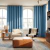 imageNICETOWN 100 Blackout Curtains for Bedroom 96 Inches Long 2 Panels Set Grey Grommet Thermal Insulated Flax Textured Full Light Blocking Window Draperies for Living Room 52 WSky Blue