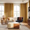 imageNICETOWN 100 Blackout Curtains for Bedroom 96 Inches Long 2 Panels Set Grey Grommet Thermal Insulated Flax Textured Full Light Blocking Window Draperies for Living Room 52 WMustard Yellow