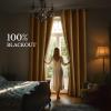 imageNICETOWN 100 Blackout Curtains for Bedroom 96 Inches Long 2 Panels Set Grey Grommet Thermal Insulated Flax Textured Full Light Blocking Window Draperies for Living Room 52 WMustard Yellow