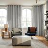 imageNICETOWN 100 Blackout Curtains for Bedroom 96 Inches Long 2 Panels Set Grey Grommet Thermal Insulated Flax Textured Full Light Blocking Window Draperies for Living Room 52 WGreyish White