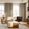imageNICETOWN 100 Blackout Curtains for Bedroom 96 Inches Long 2 Panels Set Grey Grommet Thermal Insulated Flax Textured Full Light Blocking Window Draperies for Living Room 52 WBeige