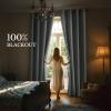 imageNICETOWN 100 Blackout Curtains for Bedroom 96 Inches Long 2 Panels Set Grey Grommet Thermal Insulated Flax Textured Full Light Blocking Window Draperies for Living Room 52 WGrey