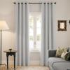 imageNICETOWN 100 Blackout Curtains for Bedroom 96 Inches Long 2 Panels Set Grey Grommet Thermal Insulated Flax Textured Full Light Blocking Window Draperies for Living Room 52 WCloudy Grey