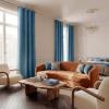 imageNICETOWN 100 Blackout Curtains for Bedroom 96 Inches Long 2 Panels Set Grey Grommet Thermal Insulated Flax Textured Full Light Blocking Window Draperies for Living Room 52 WSky Blue