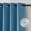 imageNICETOWN 100 Blackout Curtains for Bedroom 96 Inches Long 2 Panels Set Grey Grommet Thermal Insulated Flax Textured Full Light Blocking Window Draperies for Living Room 52 WSky Blue