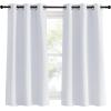 imageNICETOWN Bedroom Curtains 2 Panels Set 34 in x 60 in W x L Greyish White Easy Care Solid Thermal Insulated Silver Grommet Light Blocking Room Darkening Drapes for BedroomKids Room