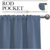imageNICETOWN Bedroom Curtains Home Decoration Solid Thermal Insulated Draperies amp Drapes Blackout Window Curtains for Kitchen Stone Blue 2 Panels 34 in x 63 in W x L