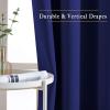 imageNICETOWN Blackout Living Room Curtains Extra Wide Triple Weave Grommet Top Thermal Insulated Window Treatment Light Blocking Panels for PatioPorch Navy Blue W80 x L84 Set of 2