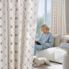 imageNICETOWN Farmhouse Geometric Curtains 96 inches Long Natural Linen Semi Sheer 250GSM Diamond Pattern Pocket amp Back Tab Window Treatments Light Filtering for Living Room W52 x L96 2 PanelsNatural