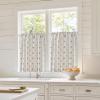 imageNICETOWN Farmhouse Geometric Curtains 96 inches Long Natural Linen Semi Sheer 250GSM Diamond Pattern Pocket amp Back Tab Window Treatments Light Filtering for Living Room W52 x L96 2 PanelsNatural