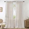 imageNICETOWN Farmhouse Geometric Curtains 96 inches Long Natural Linen Semi Sheer 250GSM Diamond Pattern Pocket amp Back Tab Window Treatments Light Filtering for Living Room W52 x L96 2 PanelsNatural