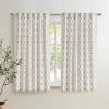 imageNICETOWN Farmhouse Geometric Curtains 96 inches Long Natural Linen Semi Sheer 250GSM Diamond Pattern Pocket amp Back Tab Window Treatments Light Filtering for Living Room W52 x L96 2 PanelsNatural