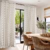 imageNICETOWN Farmhouse Geometric Curtains 96 inches Long Natural Linen Semi Sheer 250GSM Diamond Pattern Pocket amp Back Tab Window Treatments Light Filtering for Living Room W52 x L96 2 PanelsNatural