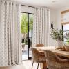 imageNICETOWN Farmhouse Geometric Curtains 96 inches Long Natural Linen Semi Sheer 250GSM Diamond Pattern Pocket amp Back Tab Window Treatments Light Filtering for Living Room W52 x L96 2 PanelsTaupe