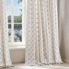 imageNICETOWN Farmhouse Geometric Curtains 96 inches Long Natural Linen Semi Sheer 250GSM Diamond Pattern Pocket amp Back Tab Window Treatments Light Filtering for Living Room W52 x L96 2 PanelsNatural
