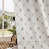 imageNICETOWN Farmhouse Geometric Curtains 96 inches Long Natural Linen Semi Sheer 250GSM Diamond Pattern Pocket amp Back Tab Window Treatments Light Filtering for Living Room W52 x L96 2 PanelsNatural