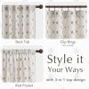 imageNICETOWN Farmhouse Geometric Curtains 96 inches Long Natural Linen Semi Sheer 250GSM Diamond Pattern Pocket amp Back Tab Window Treatments Light Filtering for Living Room W52 x L96 2 PanelsNatural