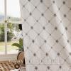 imageNICETOWN Farmhouse Geometric Curtains 96 inches Long Natural Linen Semi Sheer 250GSM Diamond Pattern Pocket amp Back Tab Window Treatments Light Filtering for Living Room W52 x L96 2 PanelsTaupe