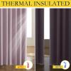 imageNICETOWN Pink Vintage Linen 100 Blackout Curtains for Living Room Thermal Insulated Curtains 84 Long Noise Reducing Window Treatment Drapes for Hall Room 52 Wide Per Panel Set of 2