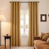 imageNICETOWN 100 Blackout Curtains for Bedroom 96 Inches Long 2 Panels Set Grey Grommet Thermal Insulated Flax Textured Full Light Blocking Window Draperies for Living Room 52 WMustard Yellow