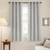 imageNICETOWN 100 Blackout Curtains for Bedroom 96 Inches Long 2 Panels Set Grey Grommet Thermal Insulated Flax Textured Full Light Blocking Window Draperies for Living Room 52 WGreyish White