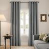 imageNICETOWN 100 Blackout Curtains for Bedroom 96 Inches Long 2 Panels Set Grey Grommet Thermal Insulated Flax Textured Full Light Blocking Window Draperies for Living Room 52 WGrey