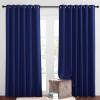 imageNICETOWN Blackout Living Room Curtains Extra Wide Triple Weave Grommet Top Thermal Insulated Window Treatment Light Blocking Panels for PatioPorch Navy Blue W80 x L84 Set of 2